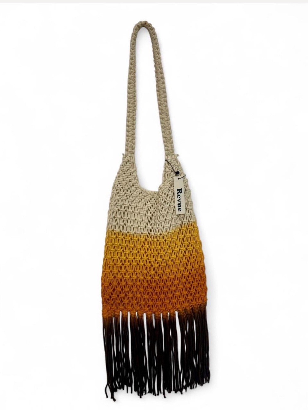 REVUE Crochet Fringe Tote Bag – Boho Summer Shoulder Bag (NWT) - Picture 3 of 5
